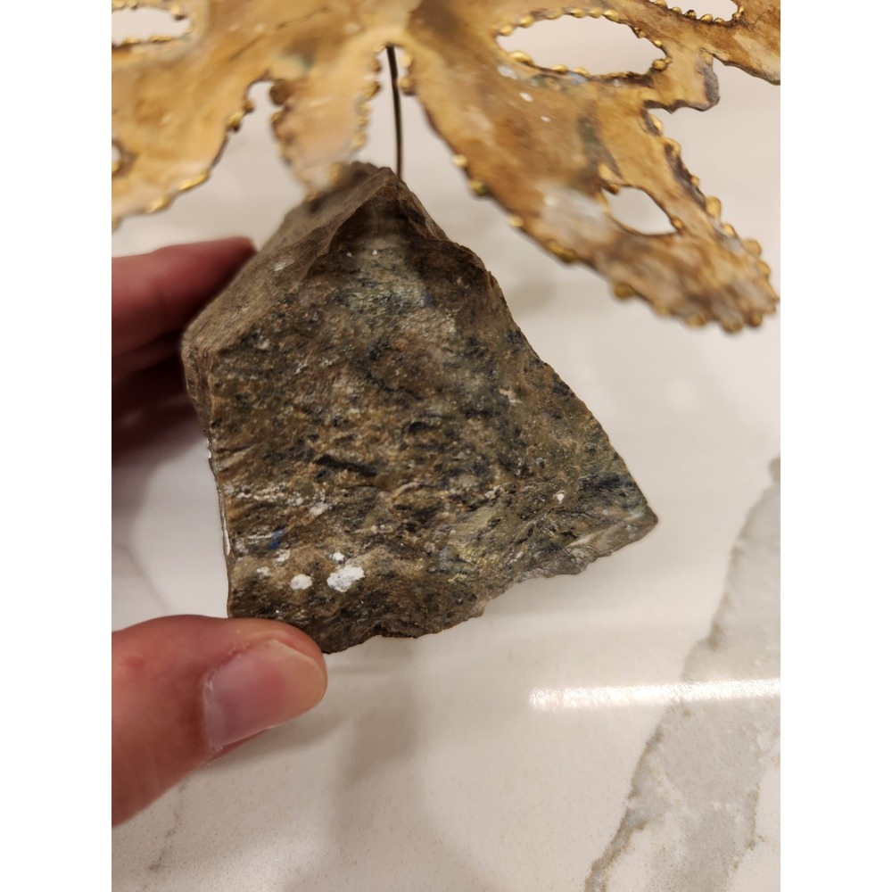 MCM Brutalist Kinetic Metal Art Sculpture Brass Butterfly on Real Rock Stone - Picture 8 of 14